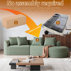 Modern Upholstered Oversized Sectional Sofa, 112-Inch Chenille 4-Seater Extra Deep & Wide Seat Curved Cloud Couch with 4 Throw Pillows, Free Combination Sofa Couch for Living Room,Bedroom