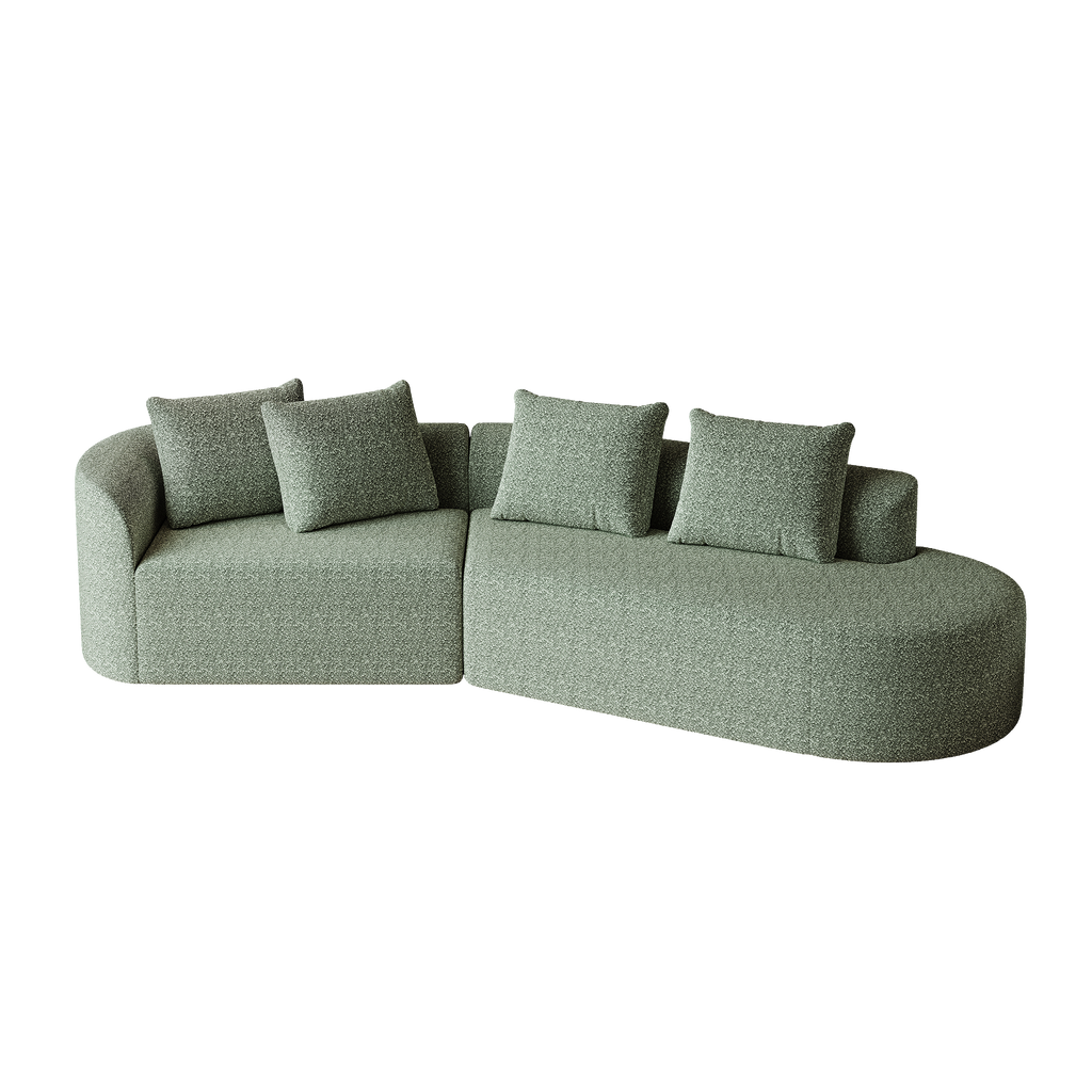 Modern Upholstered Oversized Sectional Sofa, 112-Inch Chenille 4-Seater Extra Deep & Wide Seat Curved Cloud Couch with 4 Throw Pillows, Free Combination Sofa Couch for Living Room,Bedroom