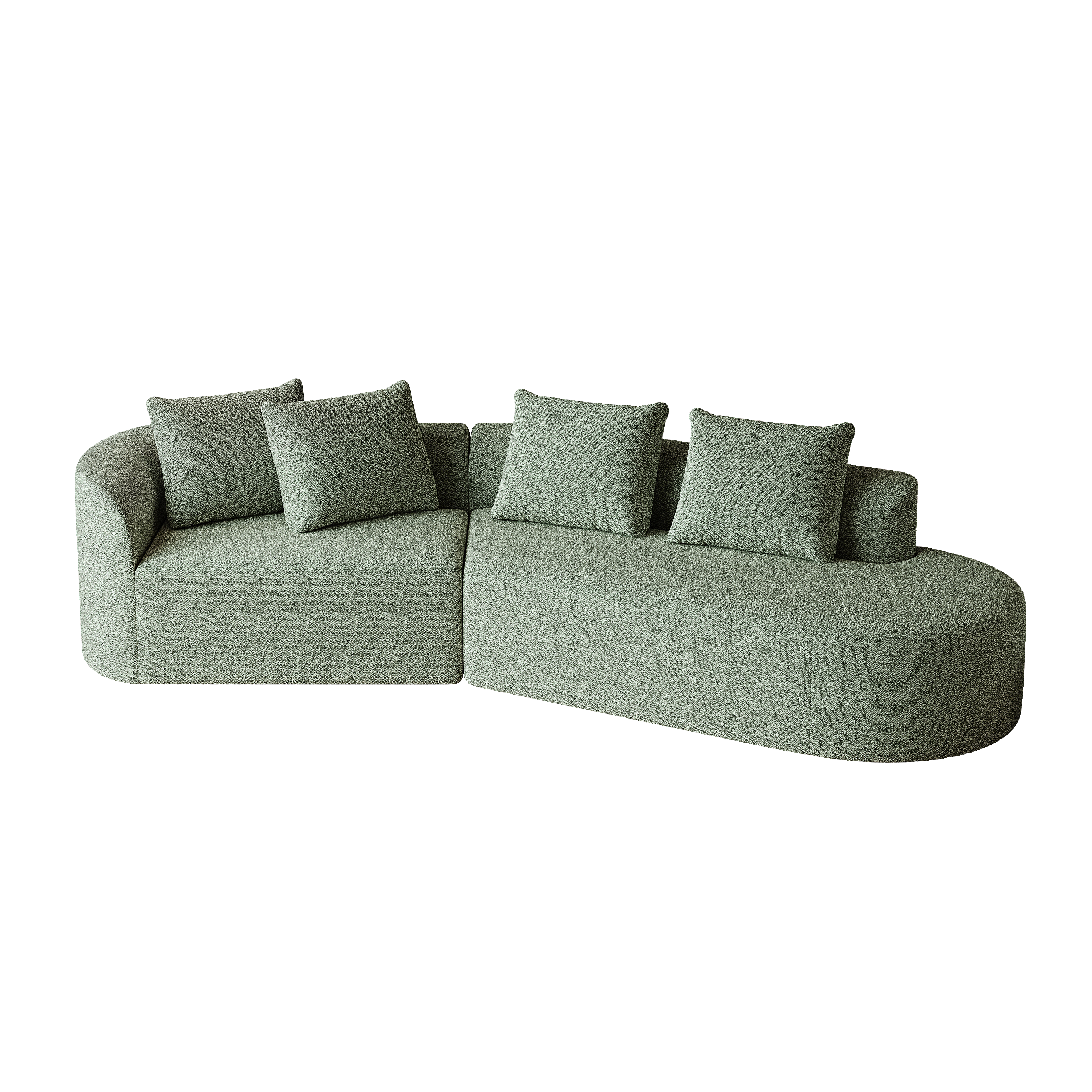 Modern Upholstered Oversized Sectional Sofa, 112-Inch Chenille 4-Seater Extra Deep & Wide Seat Curved Cloud Couch with 4 Throw Pillows, Free Combination Sofa Couch for Living Room,Bedroom