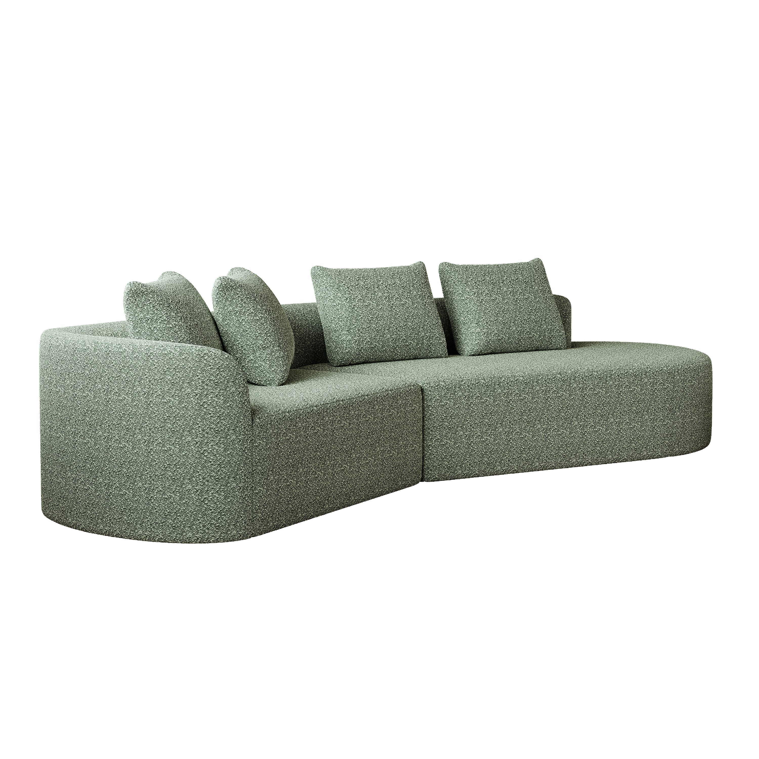 Modern Upholstered Oversized Sectional Sofa, 112-Inch Chenille 4-Seater Extra Deep & Wide Seat Curved Cloud Couch with 4 Throw Pillows, Free Combination Sofa Couch for Living Room,Bedroom