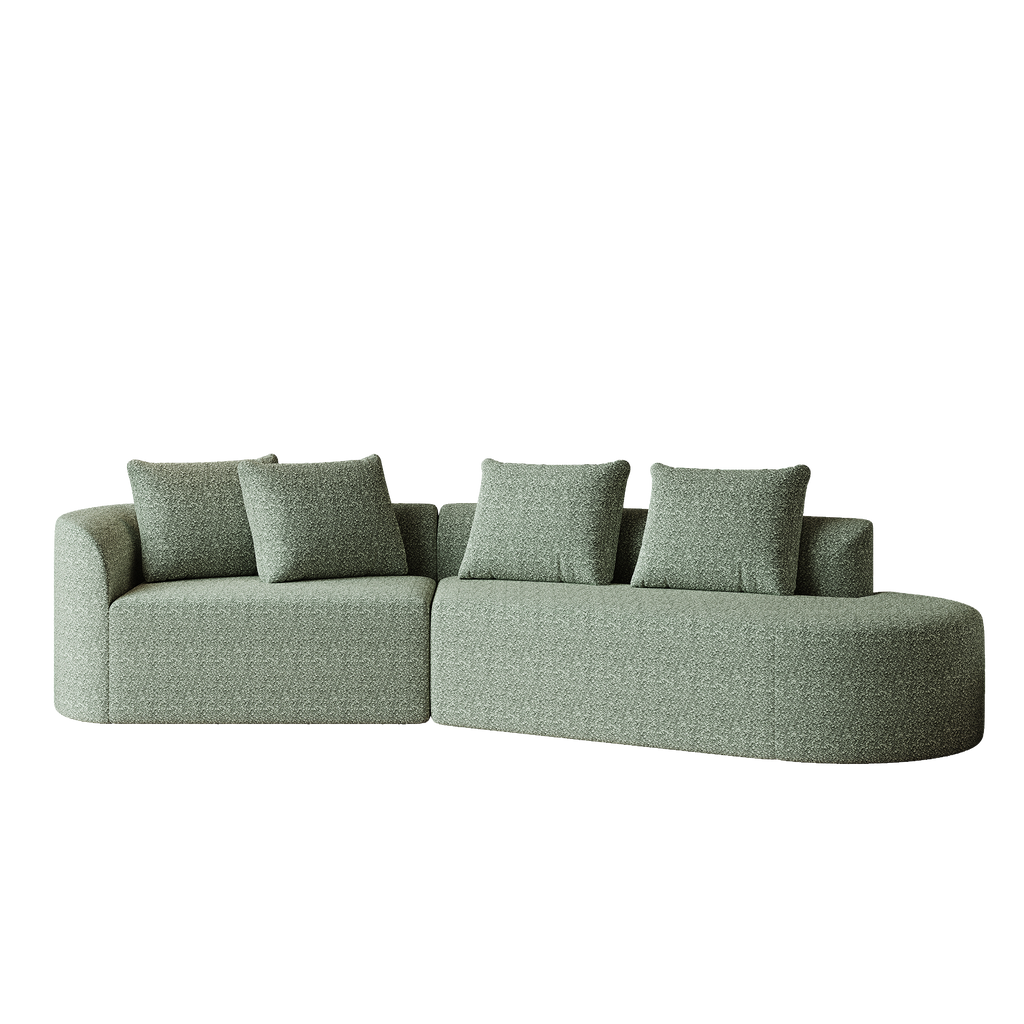 Modern Upholstered Oversized Sectional Sofa, 112-Inch Chenille 4-Seater Extra Deep & Wide Seat Curved Cloud Couch with 4 Throw Pillows, Free Combination Sofa Couch for Living Room,Bedroom