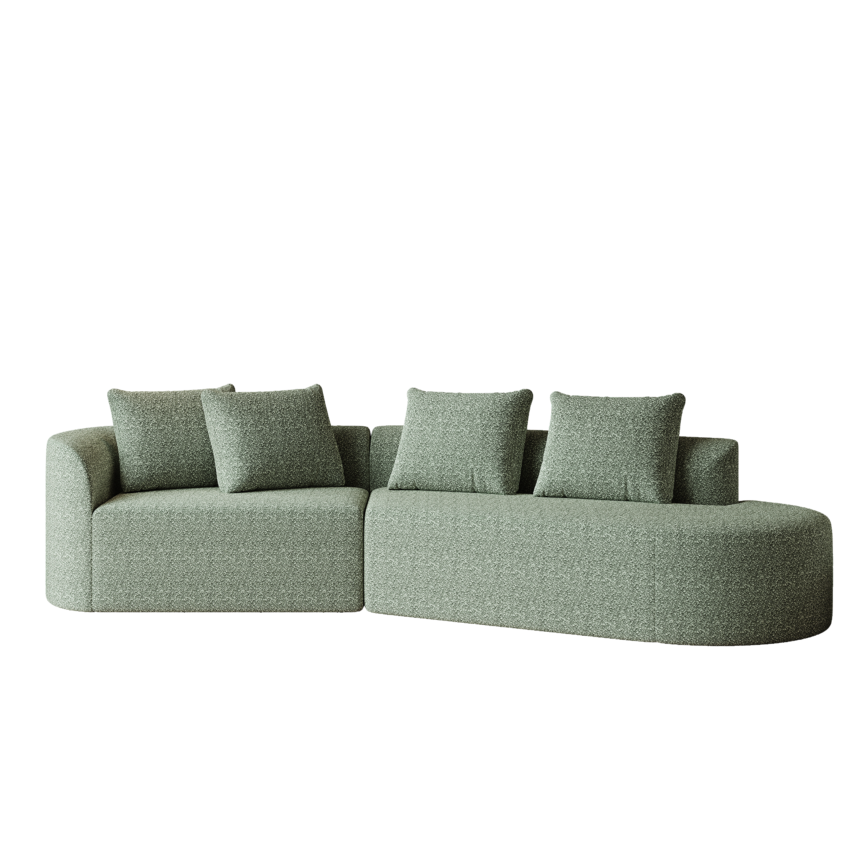 Modern Upholstered Oversized Sectional Sofa, 112-Inch Chenille 4-Seater Extra Deep & Wide Seat Curved Cloud Couch with 4 Throw Pillows, Free Combination Sofa Couch for Living Room,Bedroom