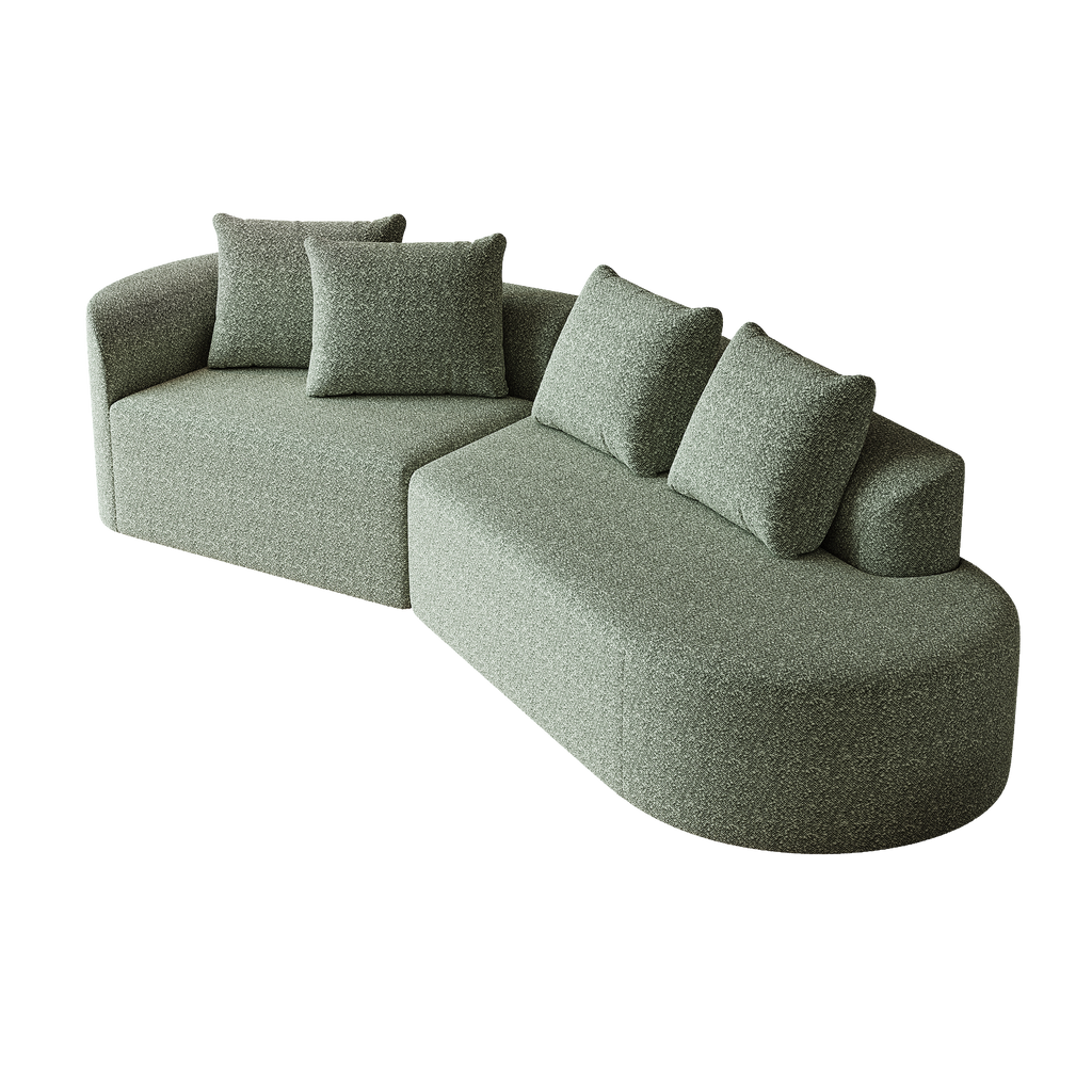 Modern Upholstered Oversized Sectional Sofa, 112-Inch Chenille 4-Seater Extra Deep & Wide Seat Curved Cloud Couch with 4 Throw Pillows, Free Combination Sofa Couch for Living Room,Bedroom