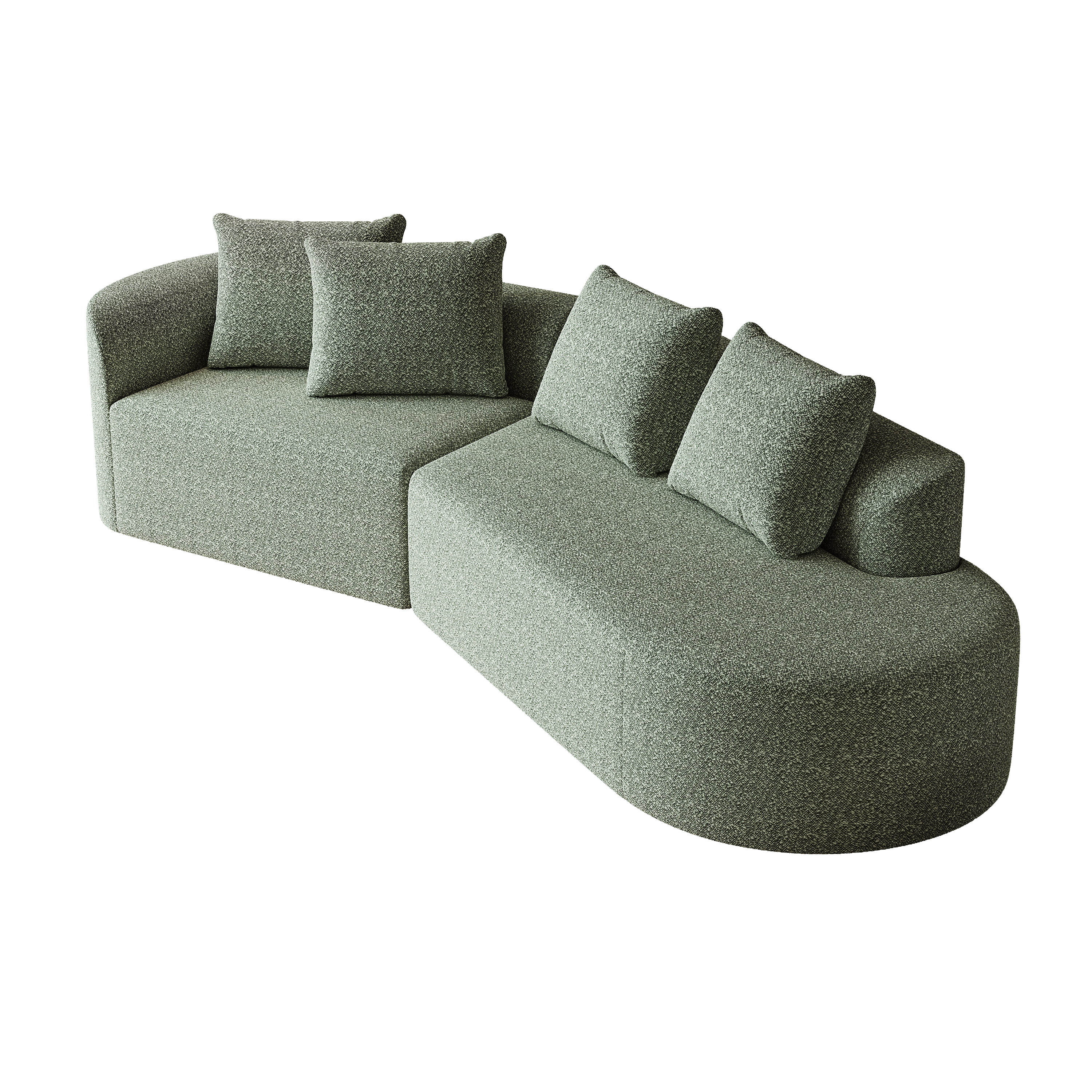 Modern Upholstered Oversized Sectional Sofa, 112-Inch Chenille 4-Seater Extra Deep & Wide Seat Curved Cloud Couch with 4 Throw Pillows, Free Combination Sofa Couch for Living Room,Bedroom