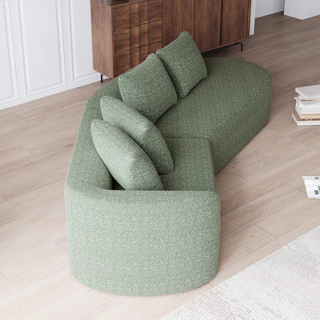 Modern Upholstered Oversized Sectional Sofa, 112-Inch Chenille 4-Seater Extra Deep & Wide Seat Curved Cloud Couch with 4 Throw Pillows, Free Combination Sofa Couch for Living Room,Bedroom