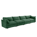 Super Large Wide and Deep Seat Sofa Couch for 4 Persons, 4 Seater Sofa with Storage Pull out Drawer Under Each Seat, Chenille Green
