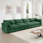 Super Large Wide and Deep Seat Sofa Couch for 4 Persons, 4 Seater Sofa with Storage Pull out Drawer Under Each Seat, Chenille Green