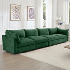 Super Large Wide and Deep Seat Sofa Couch for 4 Persons, 4 Seater Sofa with Storage Pull out Drawer Under Each Seat, Chenille Green