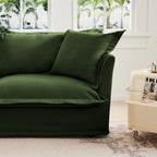 Slip-covered Armchair with 1 Big Back Cushion and 2 Big Toss Pillows, Single Deep Seat Comfy Single Couch Sofa Multiple Large Soft Pillows, Chenille Fabric, Green