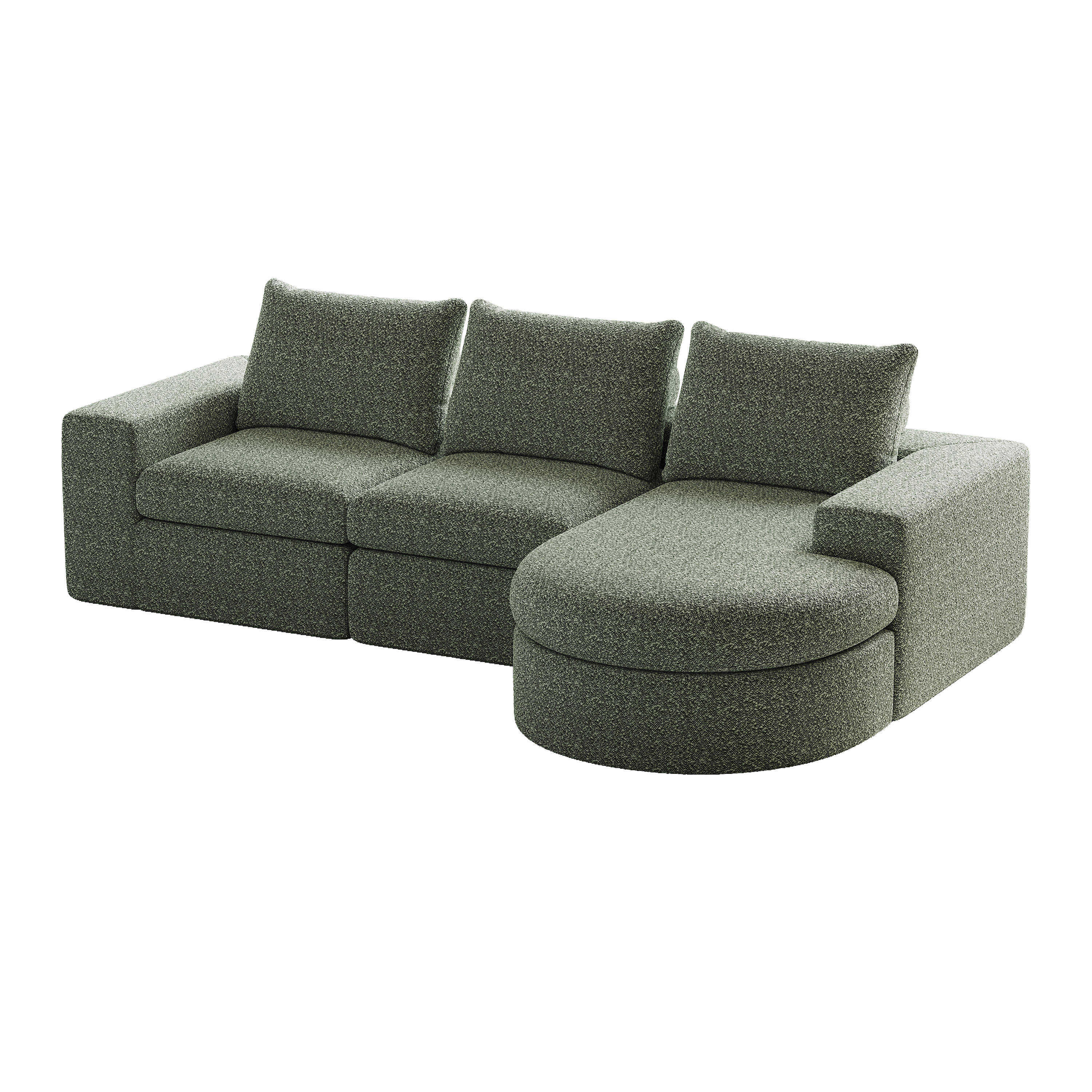 99-Inch Chenille Cloud Curved Sectional Sofa with Chaise, L-Shaped Modern Boneless Couch with Deep Seats, Chenille Sectional Sofa for Living Room and Bedroom, No Assembly Required