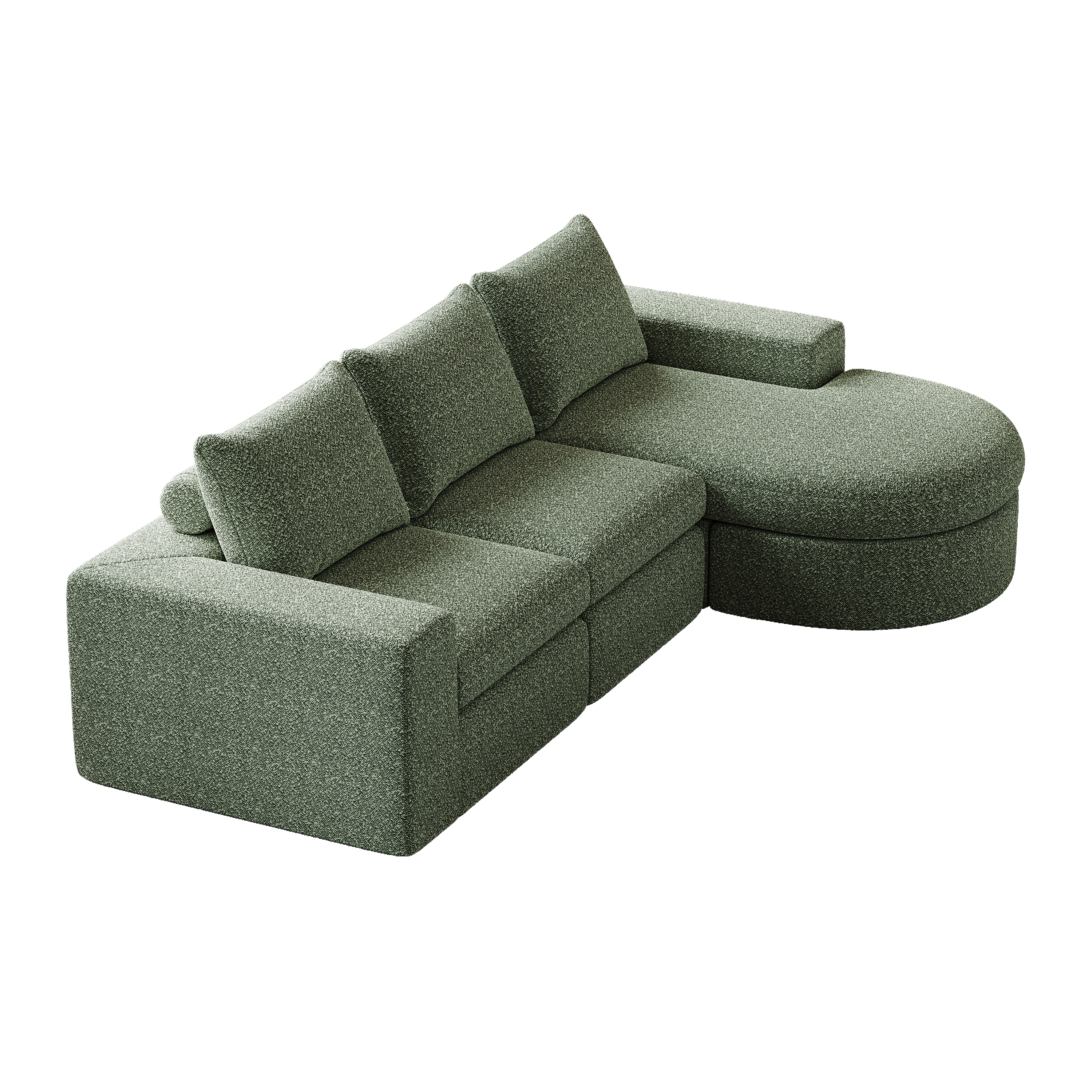 99-Inch Chenille Cloud Curved Sectional Sofa with Chaise, L-Shaped Modern Boneless Couch with Deep Seats, Chenille Sectional Sofa for Living Room and Bedroom, No Assembly Required