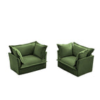 Set of 2 Slipcovered Armchairs,Deep Seat Accent Chair Set for Living Room, Reading Room, Bedroom and Working Spaces,Armchair Sets with Large Soft Pillows,Chenille Fabric,Green