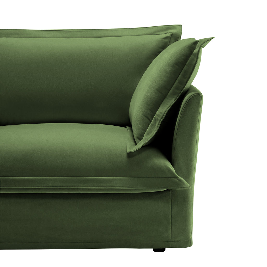 Set of 2 Slipcovered Armchairs,Deep Seat Accent Chair Set for Living Room, Reading Room, Bedroom and Working Spaces,Armchair Sets with Large Soft Pillows,Chenille Fabric,Green