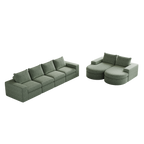Chenille Cloud Curved Sectional Sofa with Chaise, L-Shaped Modern Upholstered Sectional Sofa with Six modules , Chenille Sectional Sofa for Living Room and Bedroom, No Assembly Required