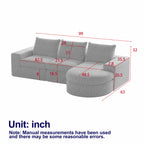 Chenille Cloud Curved Sectional Sofa with Chaise, L-Shaped Modern Upholstered Sectional Sofa with Six modules , Chenille Sectional Sofa for Living Room and Bedroom, No Assembly Required