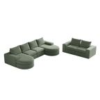 Chenille Cloud Curved Sectional Sofa with Chaise, L-Shaped Modern Upholstered Sectional Sofa with Six modules , Chenille Sectional Sofa for Living Room and Bedroom, No Assembly Required