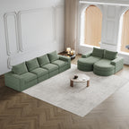 Chenille Cloud Curved Sectional Sofa with Chaise, L-Shaped Modern Upholstered Sectional Sofa with Six modules , Chenille Sectional Sofa for Living Room and Bedroom, No Assembly Required