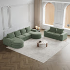 Chenille Cloud Curved Sectional Sofa with Chaise, L-Shaped Modern Upholstered Sectional Sofa with Six modules , Chenille Sectional Sofa for Living Room and Bedroom, No Assembly Required