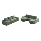 Chenille Cloud Curved Sectional Sofa with Chaise, L-Shaped Modern Upholstered Sectional Sofa with Six modules , Chenille Sectional Sofa for Living Room and Bedroom, No Assembly Required