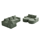 Chenille Cloud Curved Sectional Sofa with Chaise, L-Shaped Modern Upholstered Sectional Sofa with Six modules , Chenille Sectional Sofa for Living Room and Bedroom, No Assembly Required