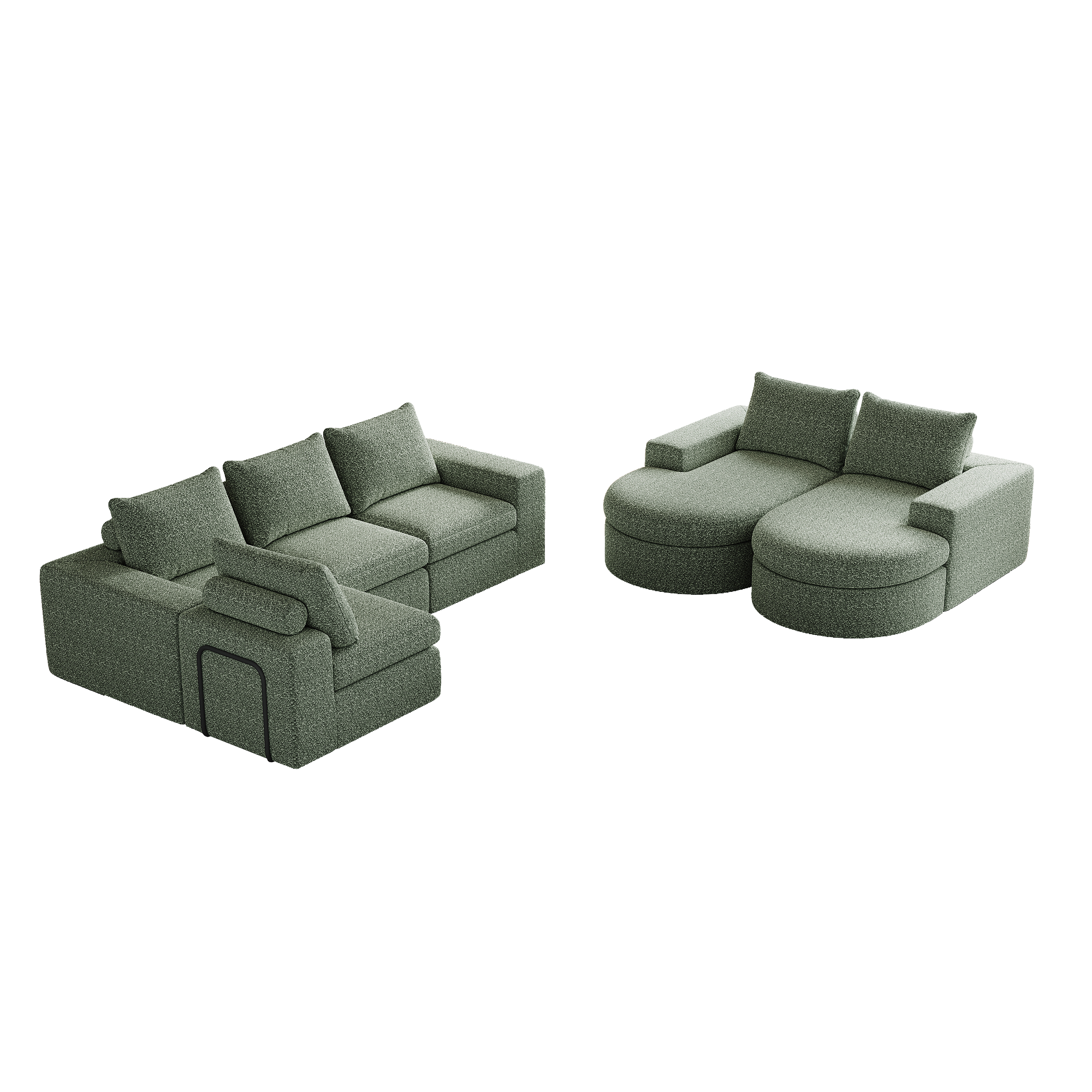 Chenille Cloud Curved Sectional Sofa with Chaise, L-Shaped Modern Upholstered Sectional Sofa with Six modules , Chenille Sectional Sofa for Living Room and Bedroom, No Assembly Required