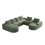 Chenille Cloud Curved Sectional Sofa with Chaise, L-Shaped Modern Upholstered Sectional Sofa with Six modules , Chenille Sectional Sofa for Living Room and Bedroom, No Assembly Required