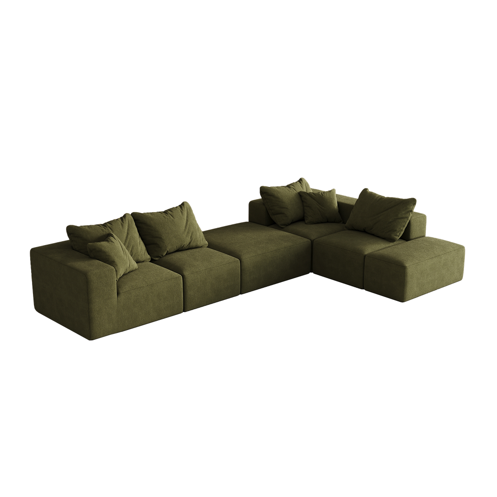 Modern Upholstered Sectional Boneless Couch Set,Modular 132' L Shaped Sectional Living Room Sofa Set With 6 Pillows,Free Combination Sofa Couch for Living Room,Bedroom