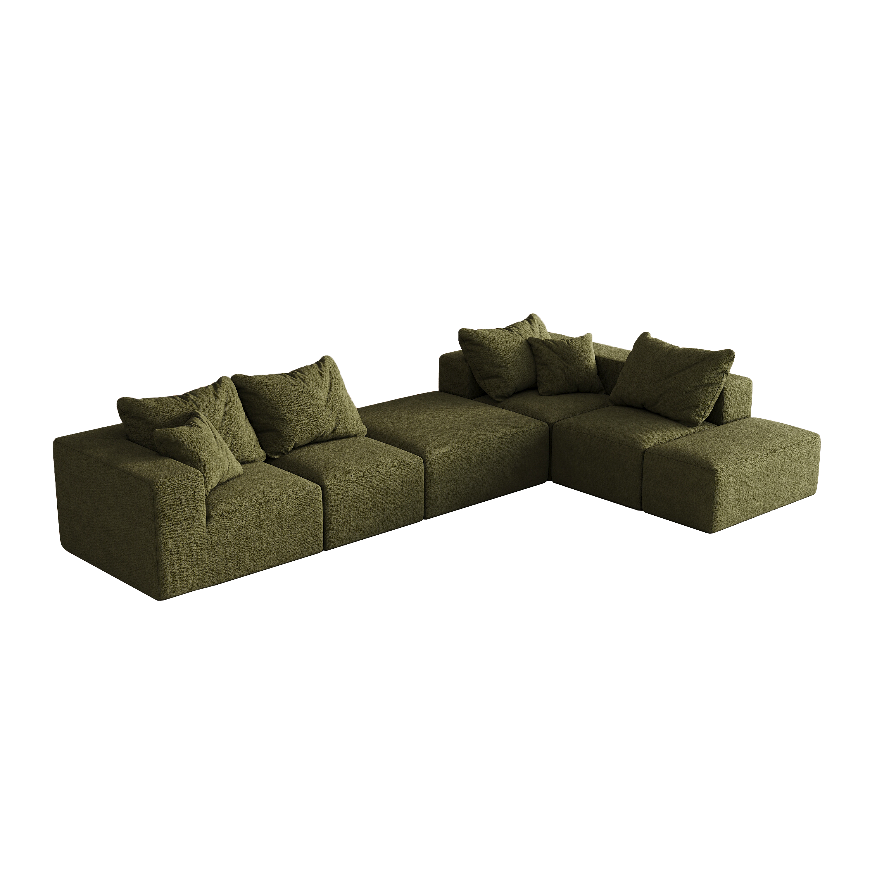 Modern Upholstered Sectional Boneless Couch Set,Modular 132' L Shaped Sectional Living Room Sofa Set With 6 Pillows,Free Combination Sofa Couch for Living Room,Bedroom