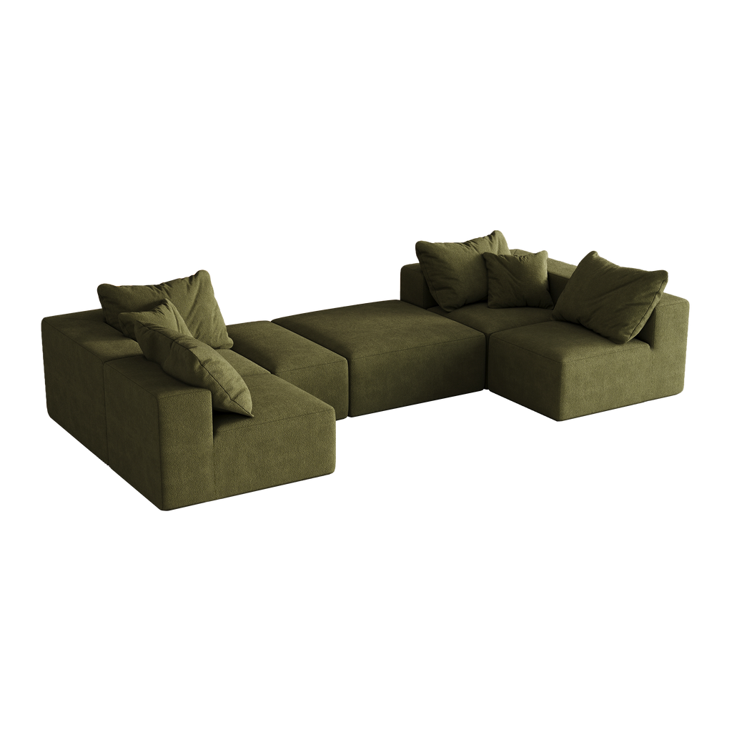 Modern Upholstered Sectional Boneless Couch Set,Modular 132' L Shaped Sectional Living Room Sofa Set With 6 Pillows,Free Combination Sofa Couch for Living Room,Bedroom