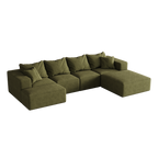 Modern Upholstered Sectional Boneless Couch Set,Modular 132' L Shaped Sectional Living Room Sofa Set With 6 Pillows,Free Combination Sofa Couch for Living Room,Bedroom