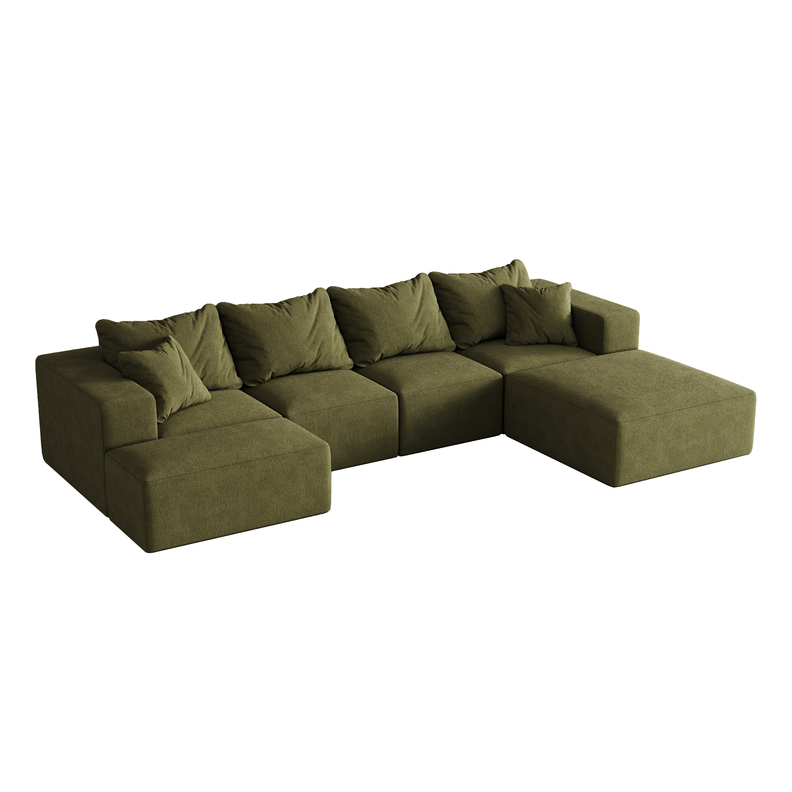 Modern Upholstered Sectional Boneless Couch Set,Modular 132' L Shaped Sectional Living Room Sofa Set With 6 Pillows,Free Combination Sofa Couch for Living Room,Bedroom