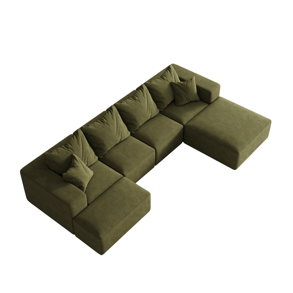 Modern Upholstered Sectional Boneless Couch Set,Modular 132' L Shaped Sectional Living Room Sofa Set With 6 Pillows,Free Combination Sofa Couch for Living Room,Bedroom