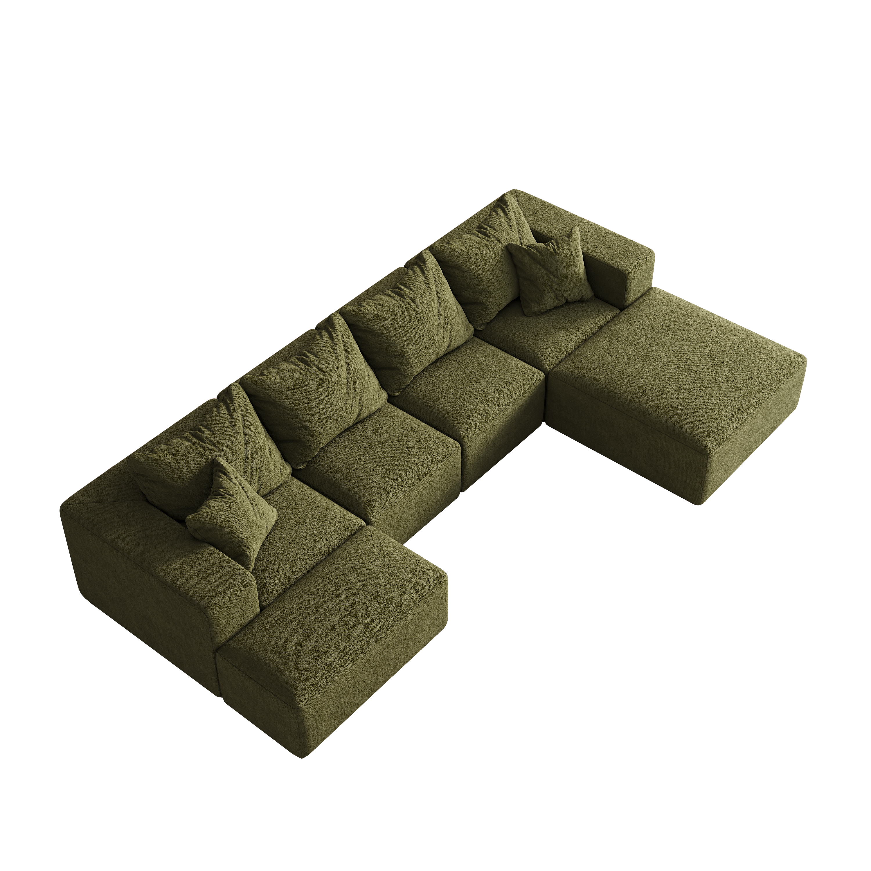 Modern Upholstered Sectional Boneless Couch Set,Modular 132' L Shaped Sectional Living Room Sofa Set With 6 Pillows,Free Combination Sofa Couch for Living Room,Bedroom
