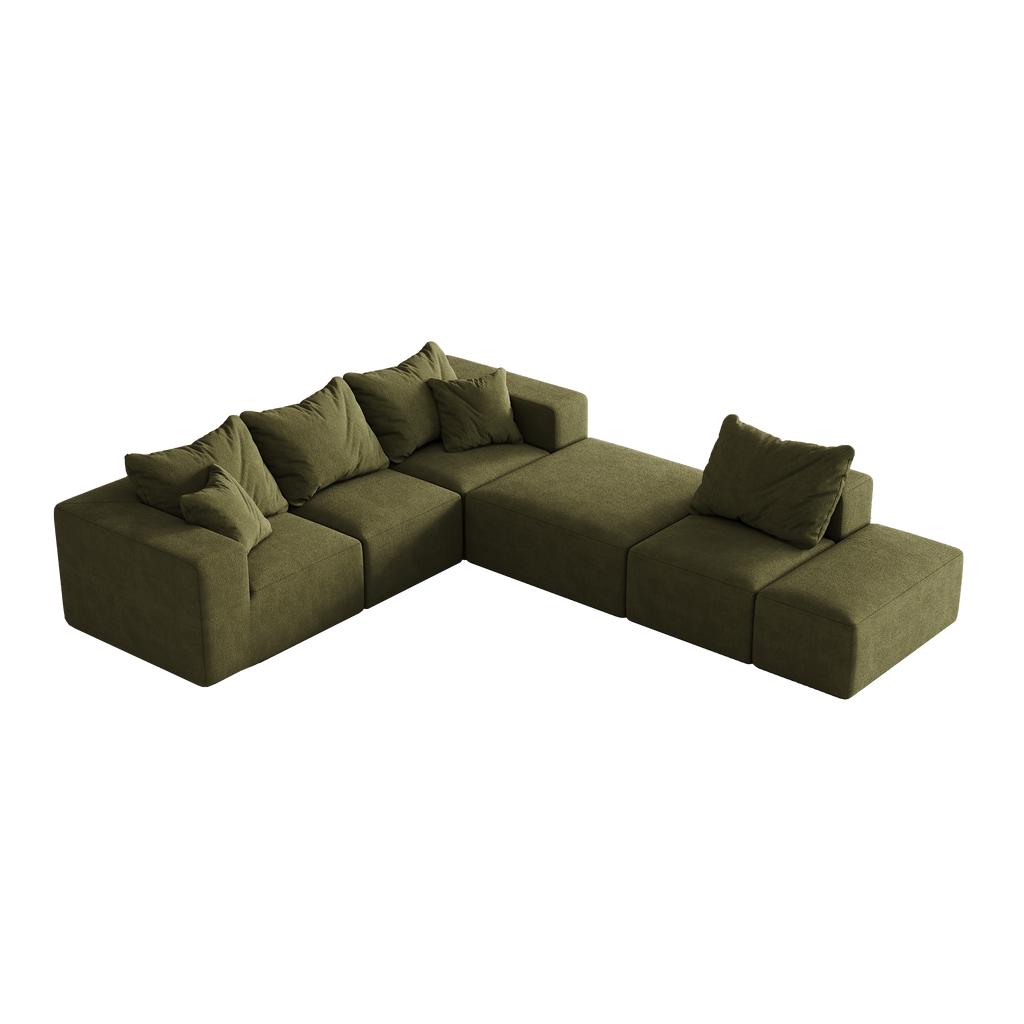Modern Upholstered Sectional Boneless Couch Set,Modular 132' L Shaped Sectional Living Room Sofa Set With 6 Pillows,Free Combination Sofa Couch for Living Room,Bedroom