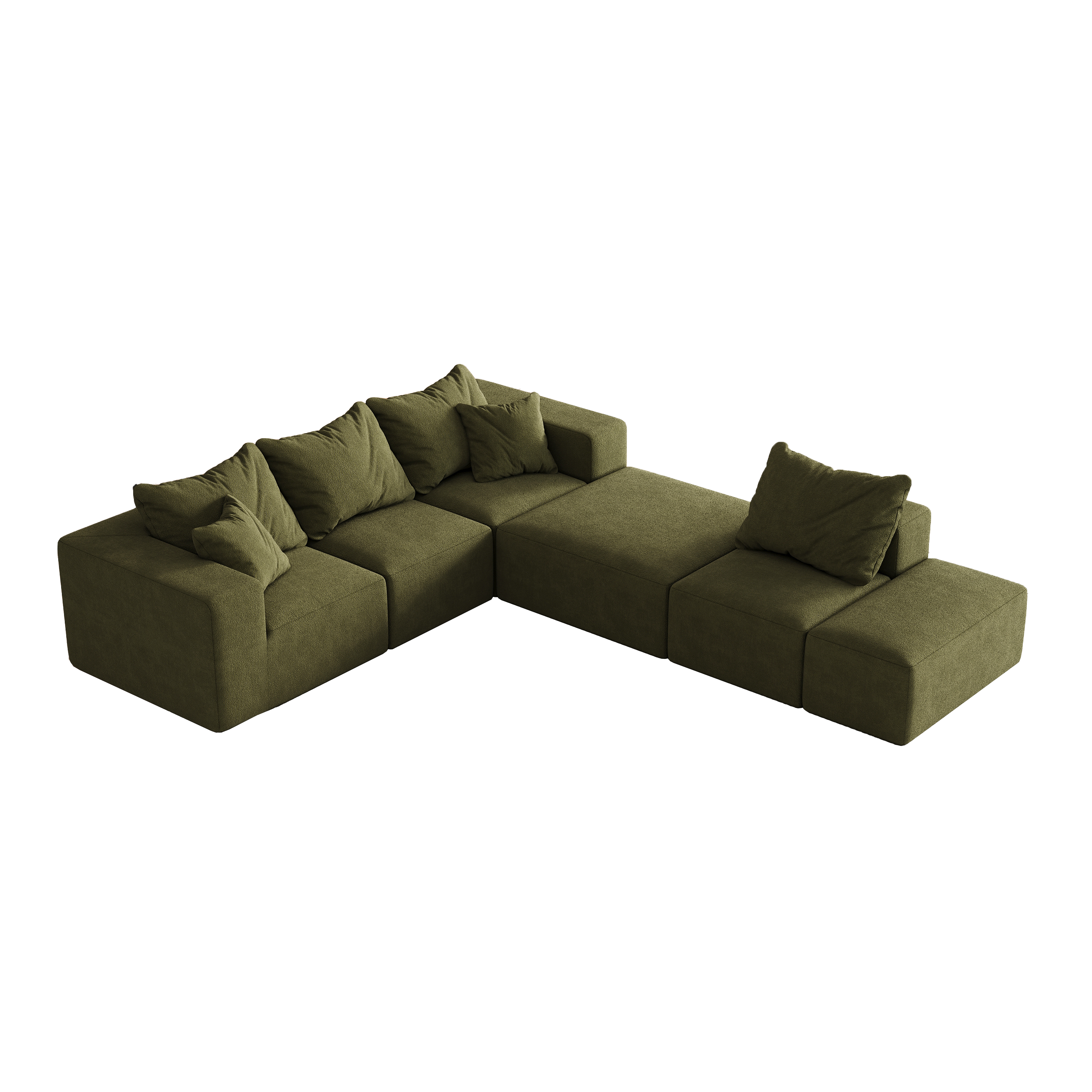 Modern Upholstered Sectional Boneless Couch Set,Modular 132' L Shaped Sectional Living Room Sofa Set With 6 Pillows,Free Combination Sofa Couch for Living Room,Bedroom