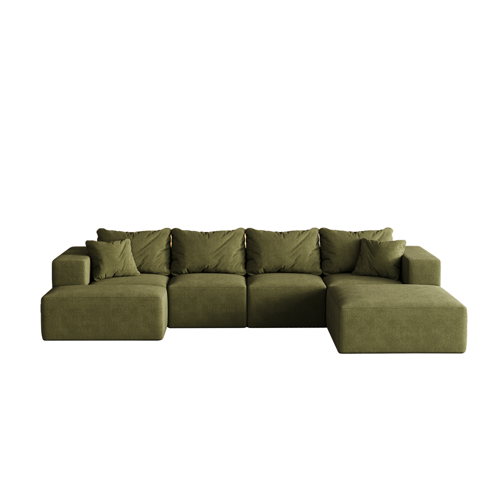Modern Upholstered Sectional Boneless Couch Set,Modular 132' L Shaped Sectional Living Room Sofa Set With 6 Pillows,Free Combination Sofa Couch for Living Room,Bedroom
