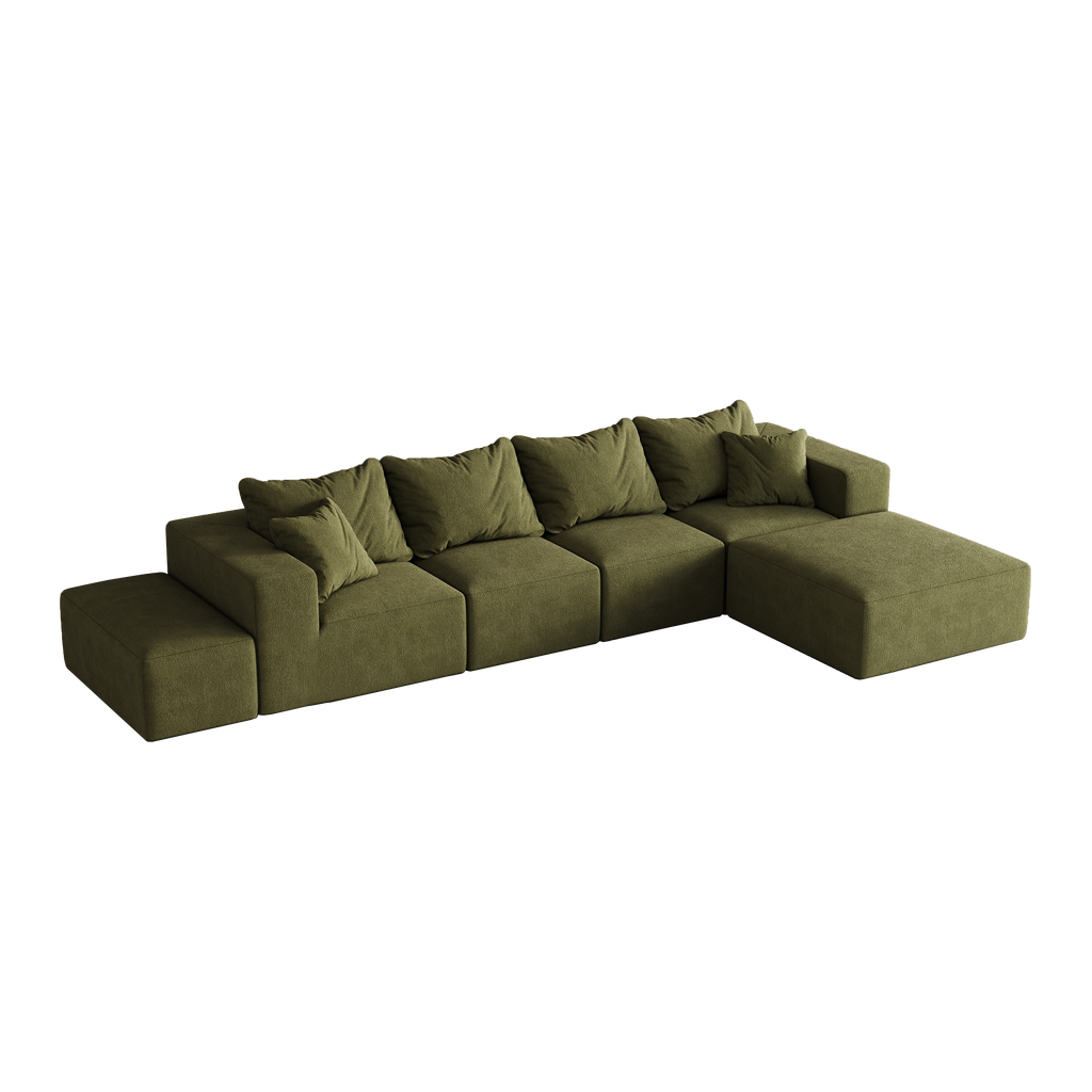 Modern Upholstered Sectional Boneless Couch Set,Modular 132' L Shaped Sectional Living Room Sofa Set With 6 Pillows,Free Combination Sofa Couch for Living Room,Bedroom