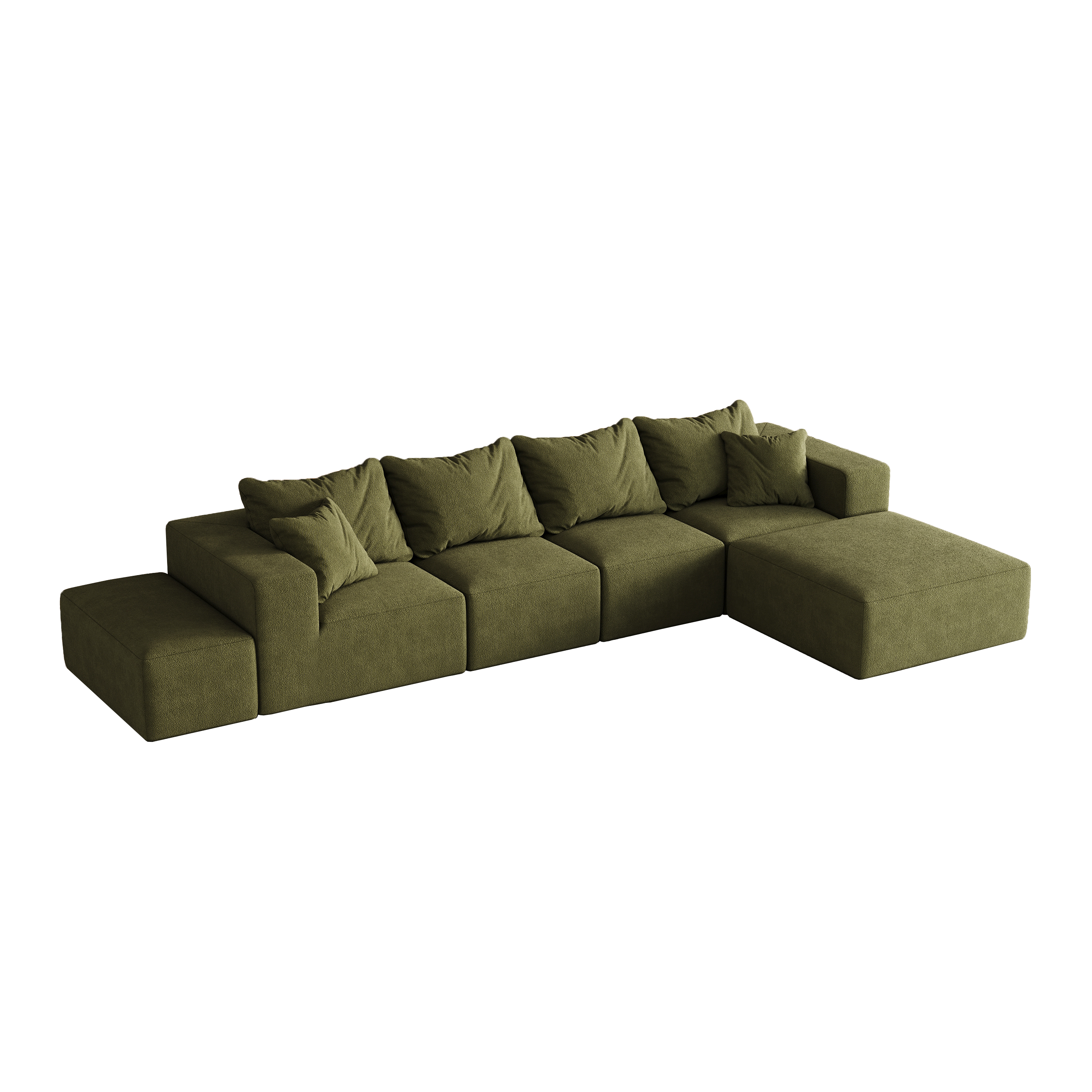 Modern Upholstered Sectional Boneless Couch Set,Modular 132' L Shaped Sectional Living Room Sofa Set With 6 Pillows,Free Combination Sofa Couch for Living Room,Bedroom