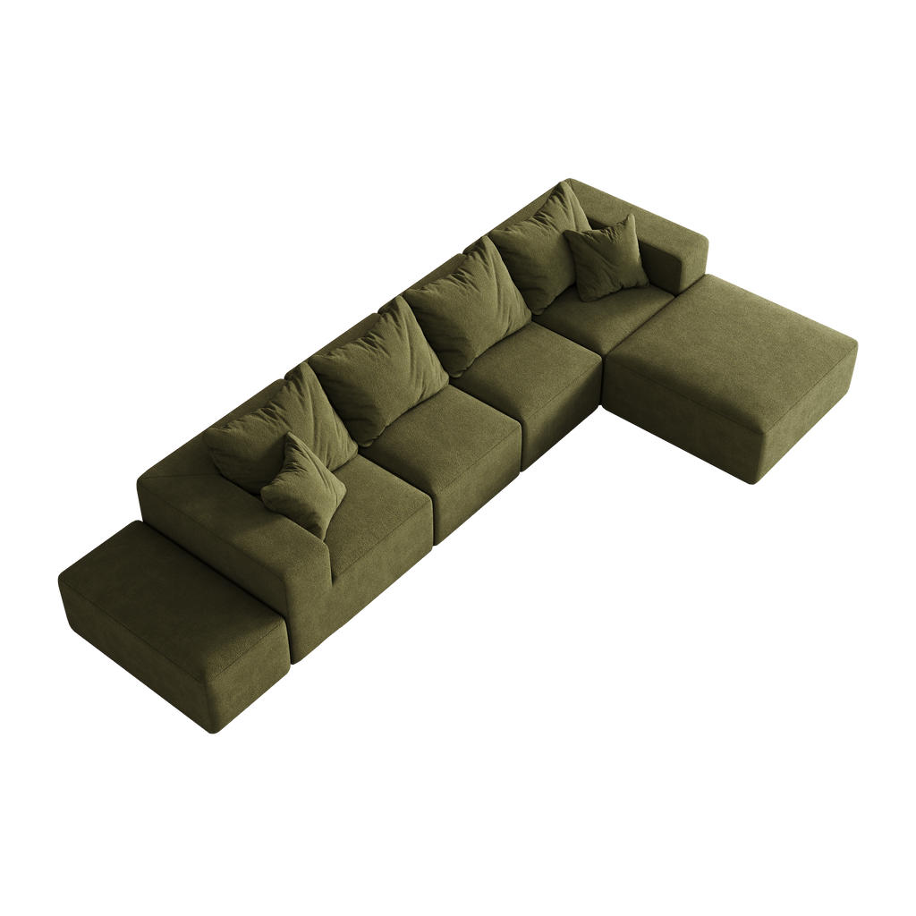Modern Upholstered Sectional Boneless Couch Set,Modular 132' L Shaped Sectional Living Room Sofa Set With 6 Pillows,Free Combination Sofa Couch for Living Room,Bedroom