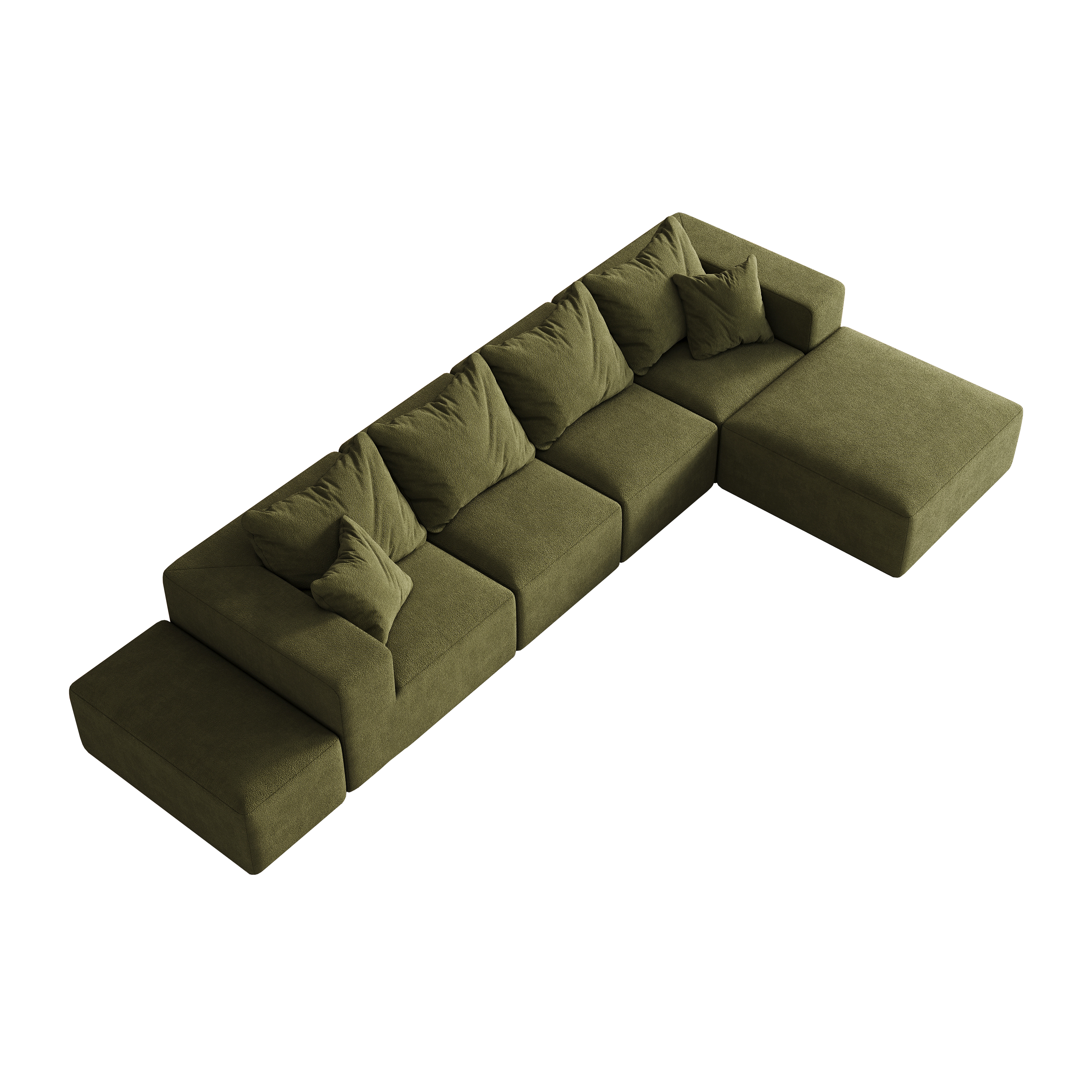 Modern Upholstered Sectional Boneless Couch Set,Modular 132' L Shaped Sectional Living Room Sofa Set With 6 Pillows,Free Combination Sofa Couch for Living Room,Bedroom
