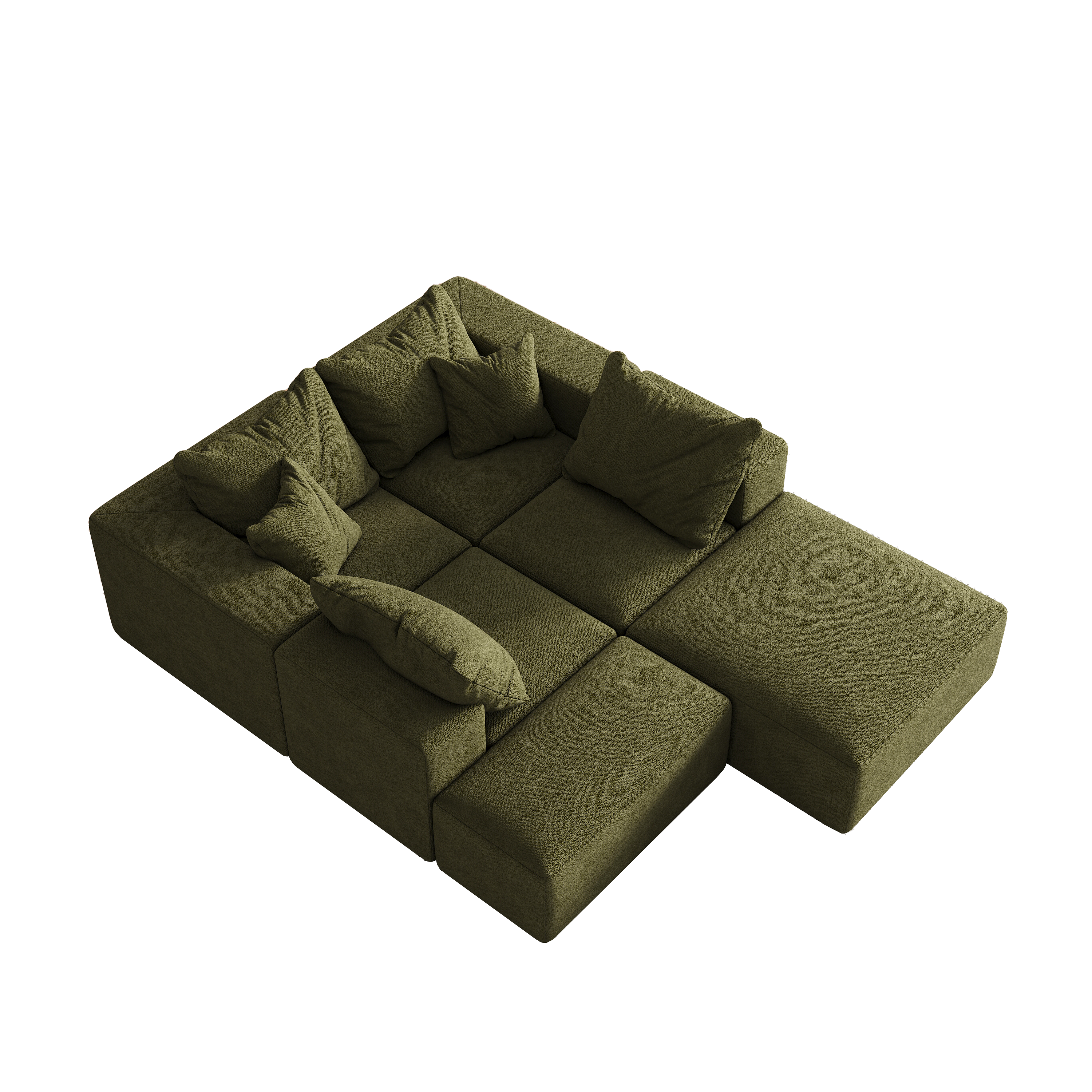 Modern Upholstered Sectional Boneless Couch Set,Modular 132' L Shaped Sectional Living Room Sofa Set With 6 Pillows,Free Combination Sofa Couch for Living Room,Bedroom