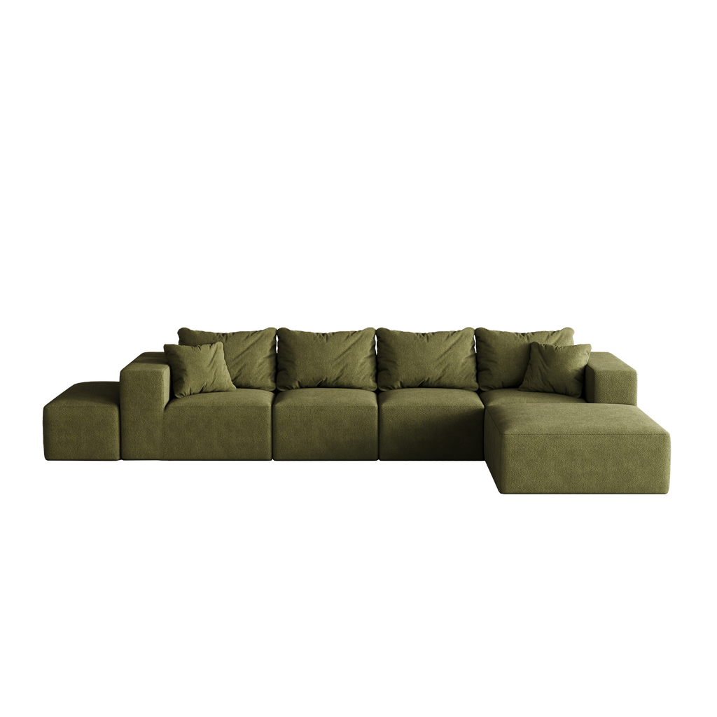 Modern Upholstered Sectional Boneless Couch Set,Modular 132' L Shaped Sectional Living Room Sofa Set With 6 Pillows,Free Combination Sofa Couch for Living Room,Bedroom