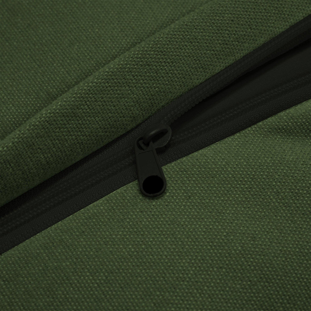 Green Chenille Slipcovered Armchair with Ottoman Set.