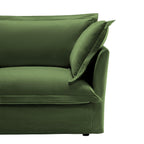Green Chenille Slipcovered Armchair with Ottoman Set.