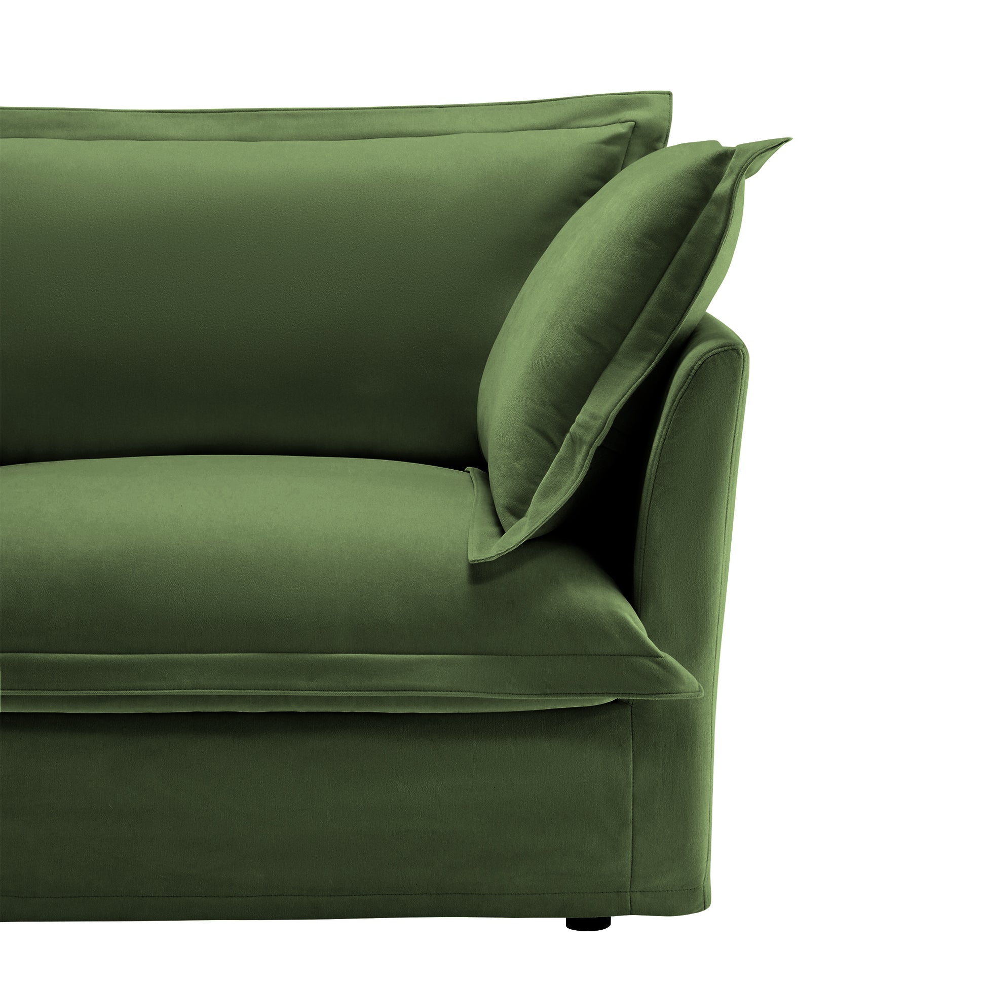 Upholstered Slipcovered Armchair with Ottoman, Deep Seat Armchair W/ Wide Ottoman for Living Room, Armchair Sets with Large Soft Pillows(Set of 2),Chenille Fabric,Green
