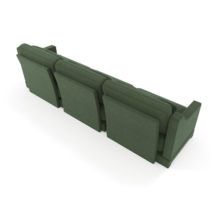 Three - seater sofa with lumbar pillow,Chenille, ergonomic, wooden base,high - resilience sponge, elegant armrests, easy install,suits bedrooms, studies, hotels, apartments,Green