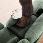 Three - seater sofa with lumbar pillow,Chenille, ergonomic, wooden base,high - resilience sponge, elegant armrests, easy install,suits bedrooms, studies, hotels, apartments,Green