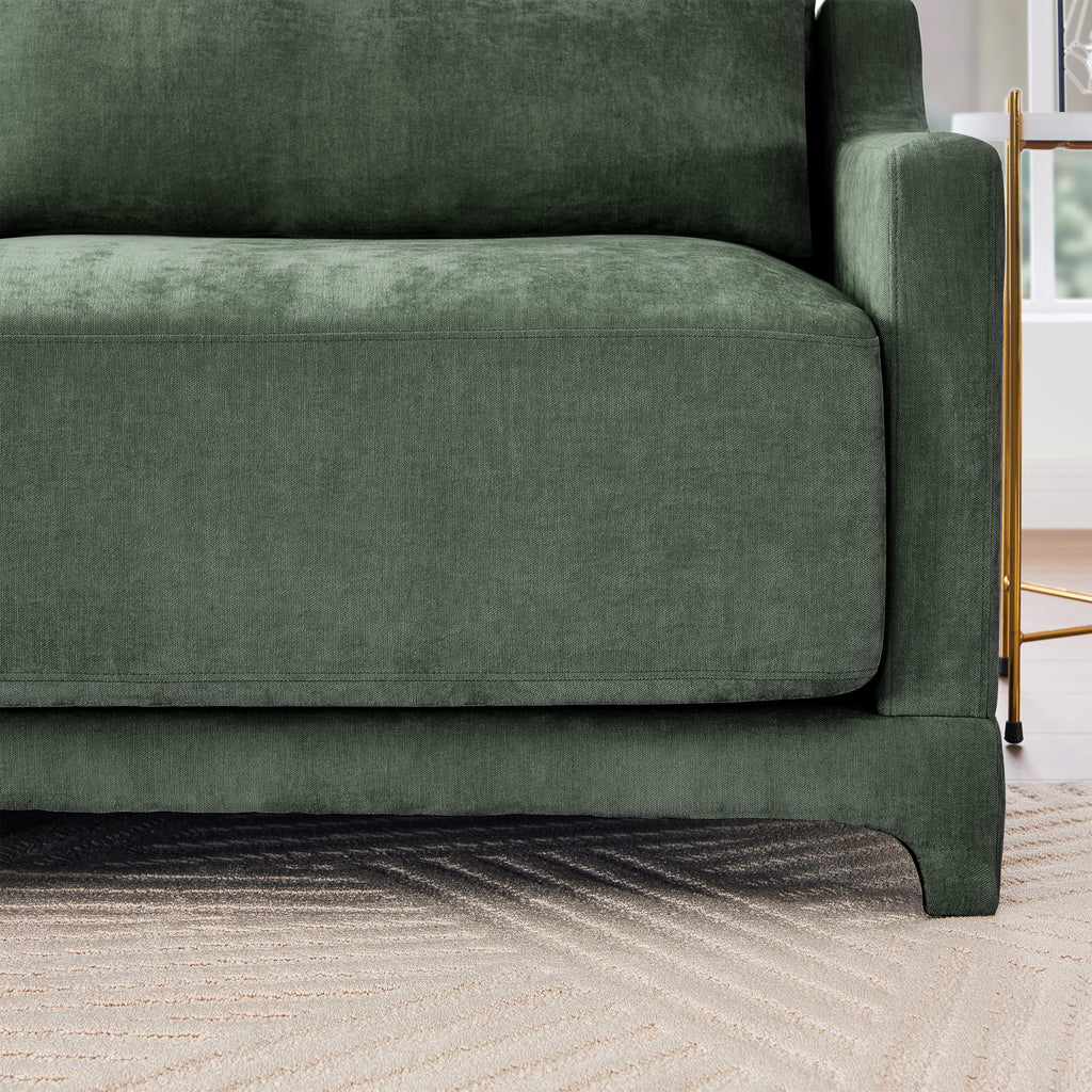 Three - seater sofa with lumbar pillow,Chenille, ergonomic, wooden base,high - resilience sponge, elegant armrests, easy install,suits bedrooms, studies, hotels, apartments,Green