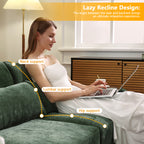 Three - seater sofa with lumbar pillow,Chenille, ergonomic, wooden base,high - resilience sponge, elegant armrests, easy install,suits bedrooms, studies, hotels, apartments,Green
