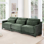 Three - seater sofa with lumbar pillow,Chenille, ergonomic, wooden base,high - resilience sponge, elegant armrests, easy install,suits bedrooms, studies, hotels, apartments,Green